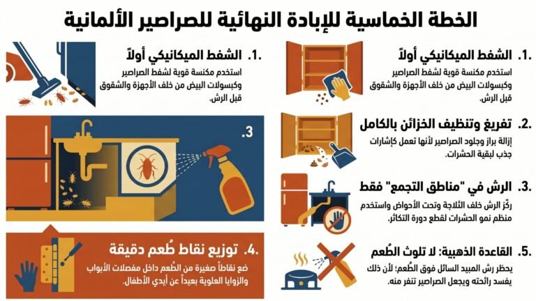 خطوات القضاء على الصراصير الألمانية في المطبخ