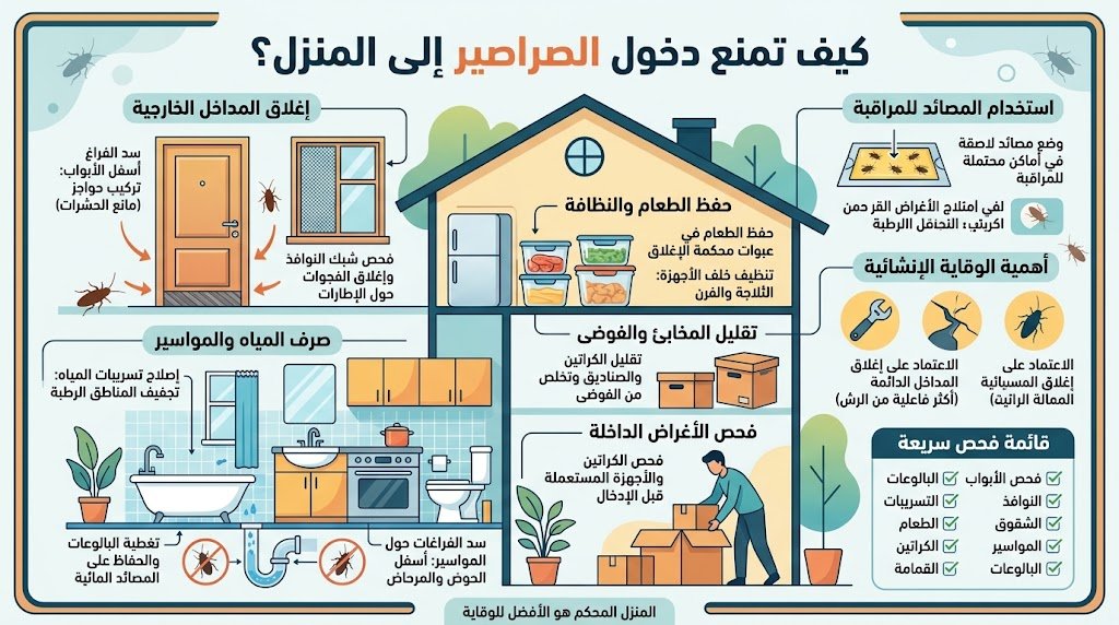 طرق منع دخول الصراصير إلى المنزل من الأبواب والمصارف والشقوق