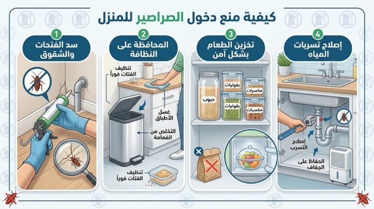 كيفية منع دخول الصراصير إلى المنزل بإغلاق الشقوق وحفظ الطعام وإصلاح التسريبات