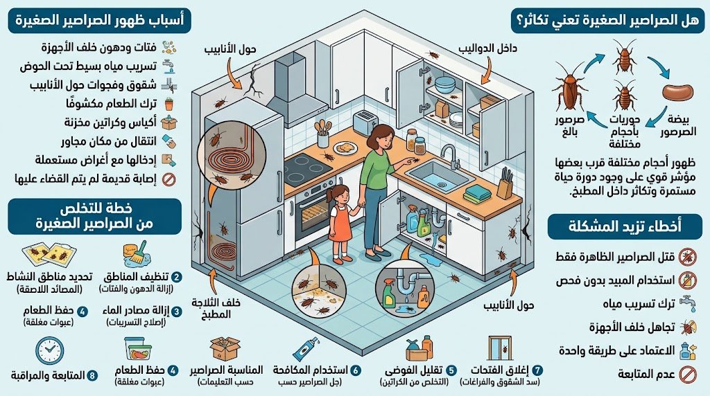 أسباب ظهور الصراصير الصغيرة داخل المطبخ وأماكن اختبائها وطرق مكافحتها