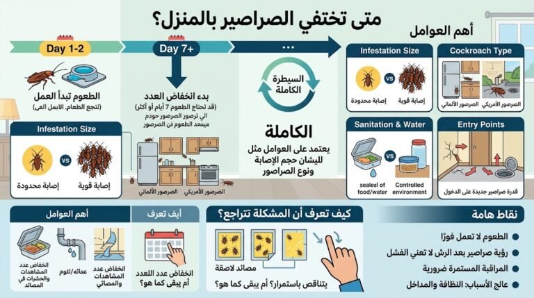 متى تختفي الصراصير بالمنزل والعوامل التي تحدد مدة المكافحة