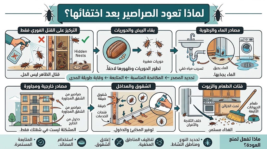 أسباب عودة الصراصير بعد اختفائها وكيف تمنع ظهورها مرة أخرى